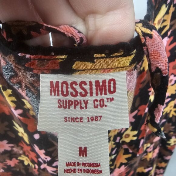 Mossimo Dress Babydoll Maxi Pink Black Floral Boho Festival Sleeveless M - Picture 7 of 9